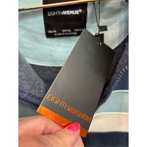 Eighth Avenue NWT XL men’s sea blue premium zip front preppy, collared sweatshir - Picture 7 of 7